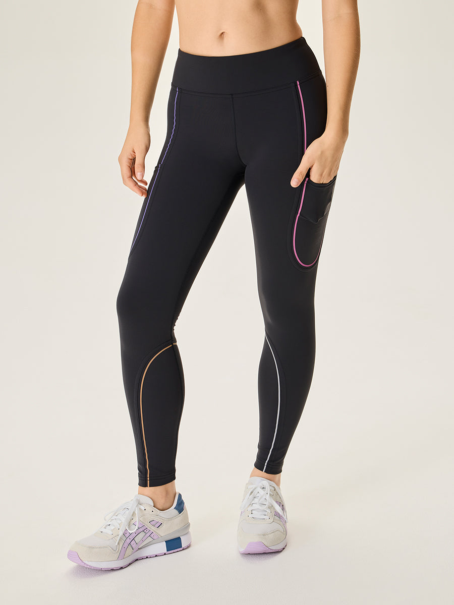 Outdoor Voices Black Frostknit 7/8 Performance Leggings In Black